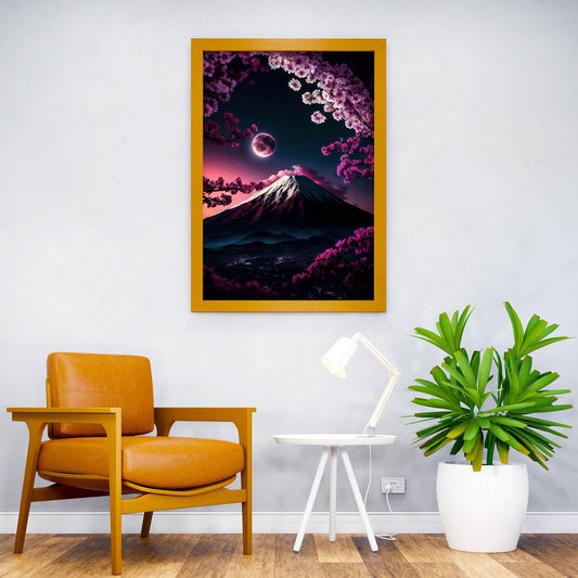 Japan Cherry Blossom Mount Asian Style Poster | Wall Art for Home & Office | High-Quality Print - High-Quality Visual Display