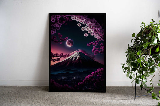 Japan Cherry Blossom Mount Asian Style Poster | Wall Art for Home & Office | High-Quality Print - High-Quality Visual Display