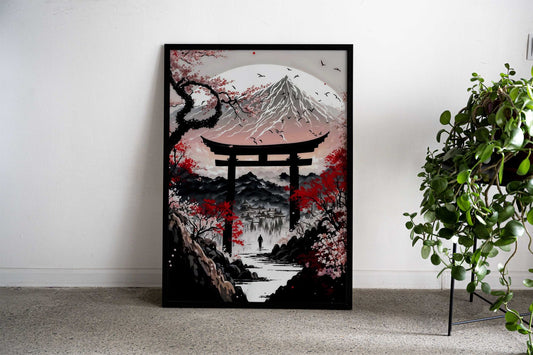 Japan Cherry Blossom Tori Asian Style Poster | Wall Art for Home & Office | High-Quality Print - High-Quality Visual Display