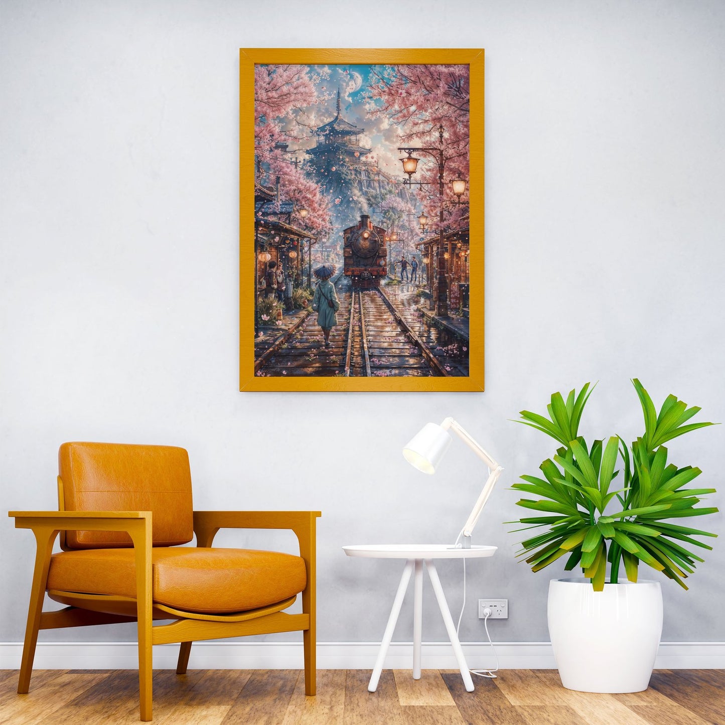 Japan Cherry Blossom Train Asian Style Poster | Wall Art for Home & Office | High-Quality Print - High-Quality Visual Display