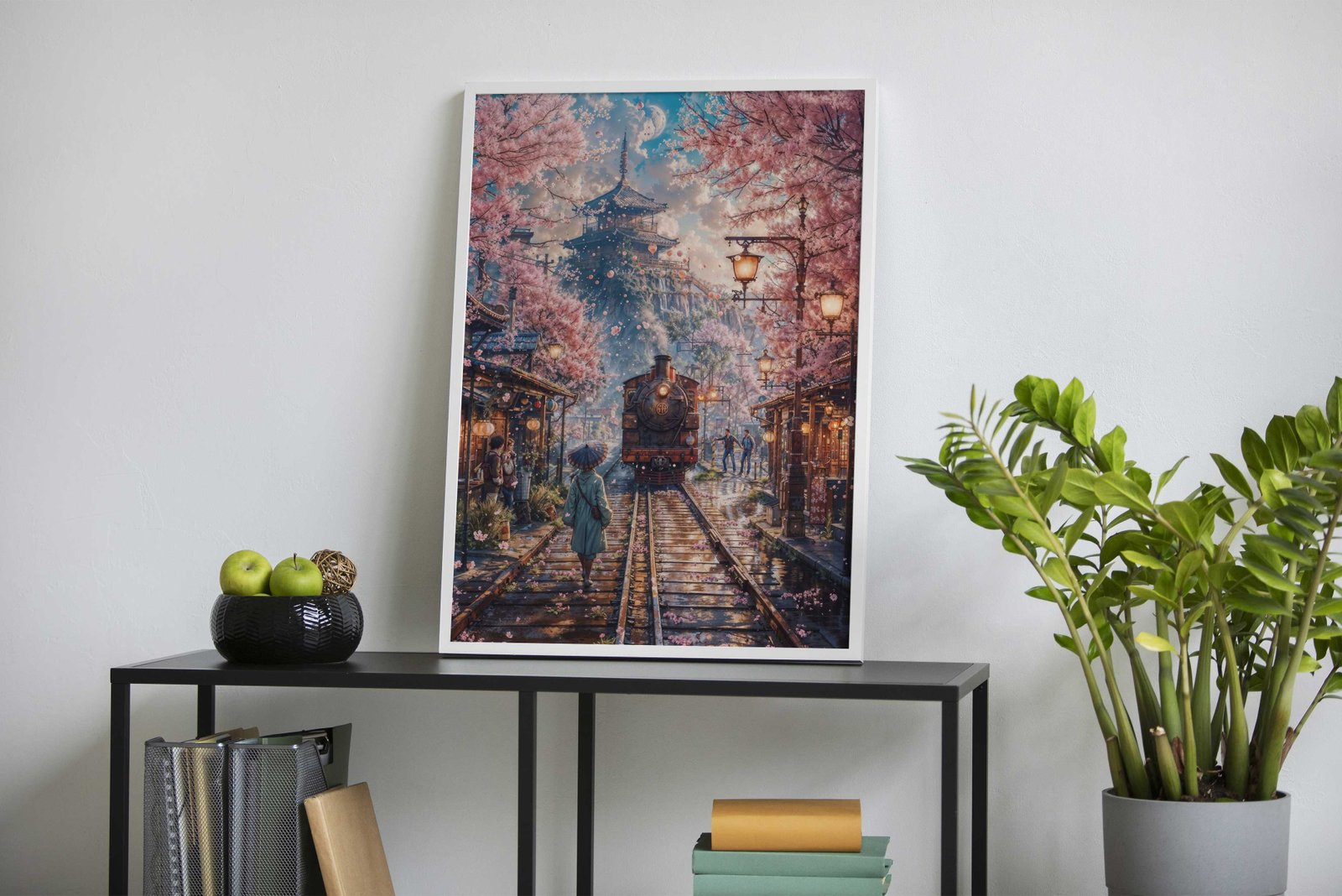 Japan Cherry Blossom Train Asian Style Poster | Wall Art for Home & Office | High-Quality Print - High-Quality Visual Display