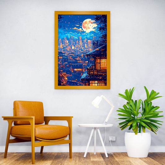 Japan City Night Pixel Asian Style Poster | Wall Art for Home & Office | High-Quality Print - High-Quality Visual Display