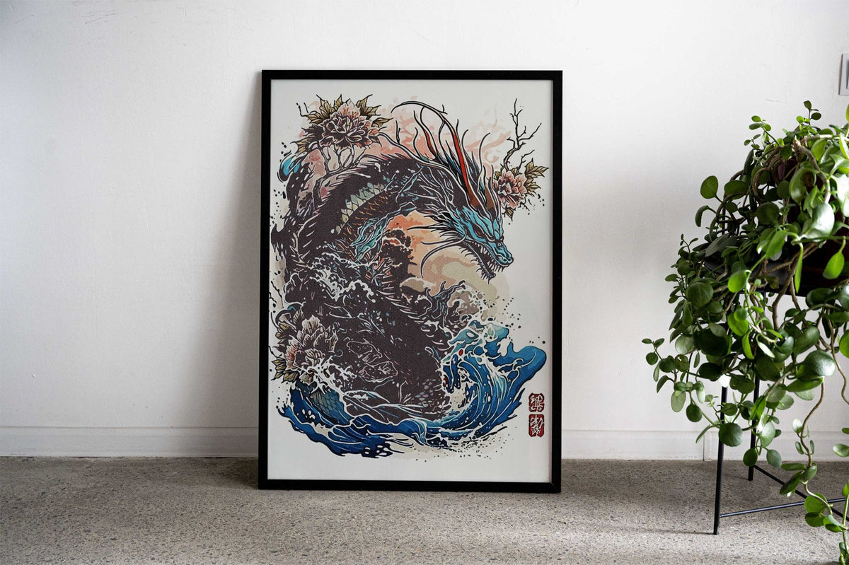 Japan Dragon Art Asian Style Poster | Wall Art for Home & Office | High-Quality Print - High-Quality Visual Display