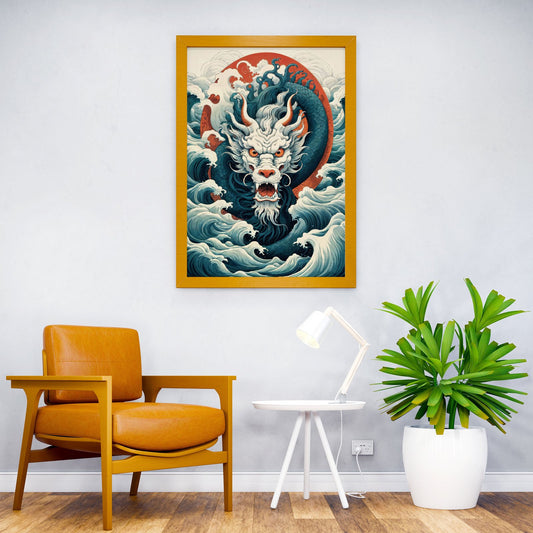 Japan Dragon Sea Wave Fury Asian Style Poster | Wall Art for Home & Office | High-Quality Print - High-Quality Visual Display