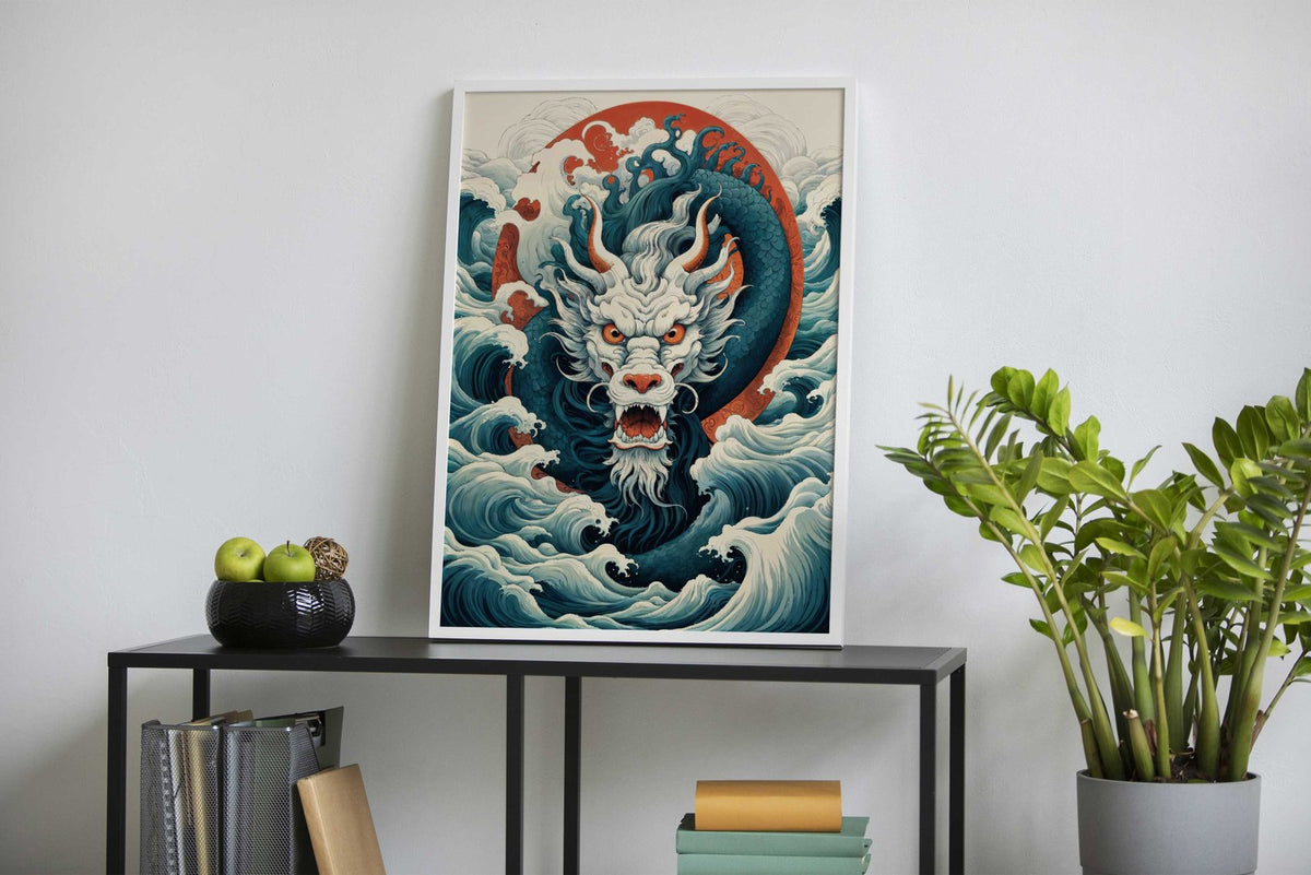 Japan Dragon Sea Wave Fury Asian Style Poster | Wall Art for Home & Office | High-Quality Print - High-Quality Visual Display