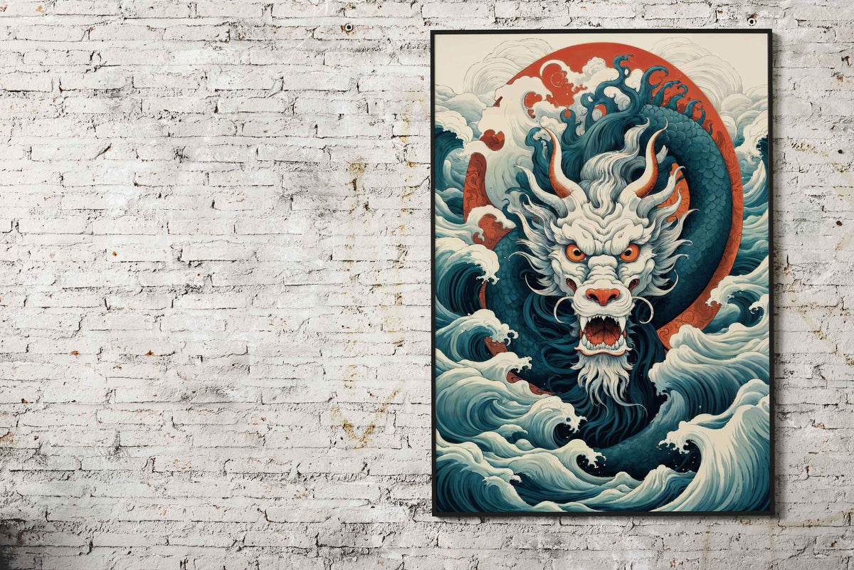 Japan Dragon Sea Wave Fury Asian Style Poster | Wall Art for Home & Office | High-Quality Print - High-Quality Visual Display