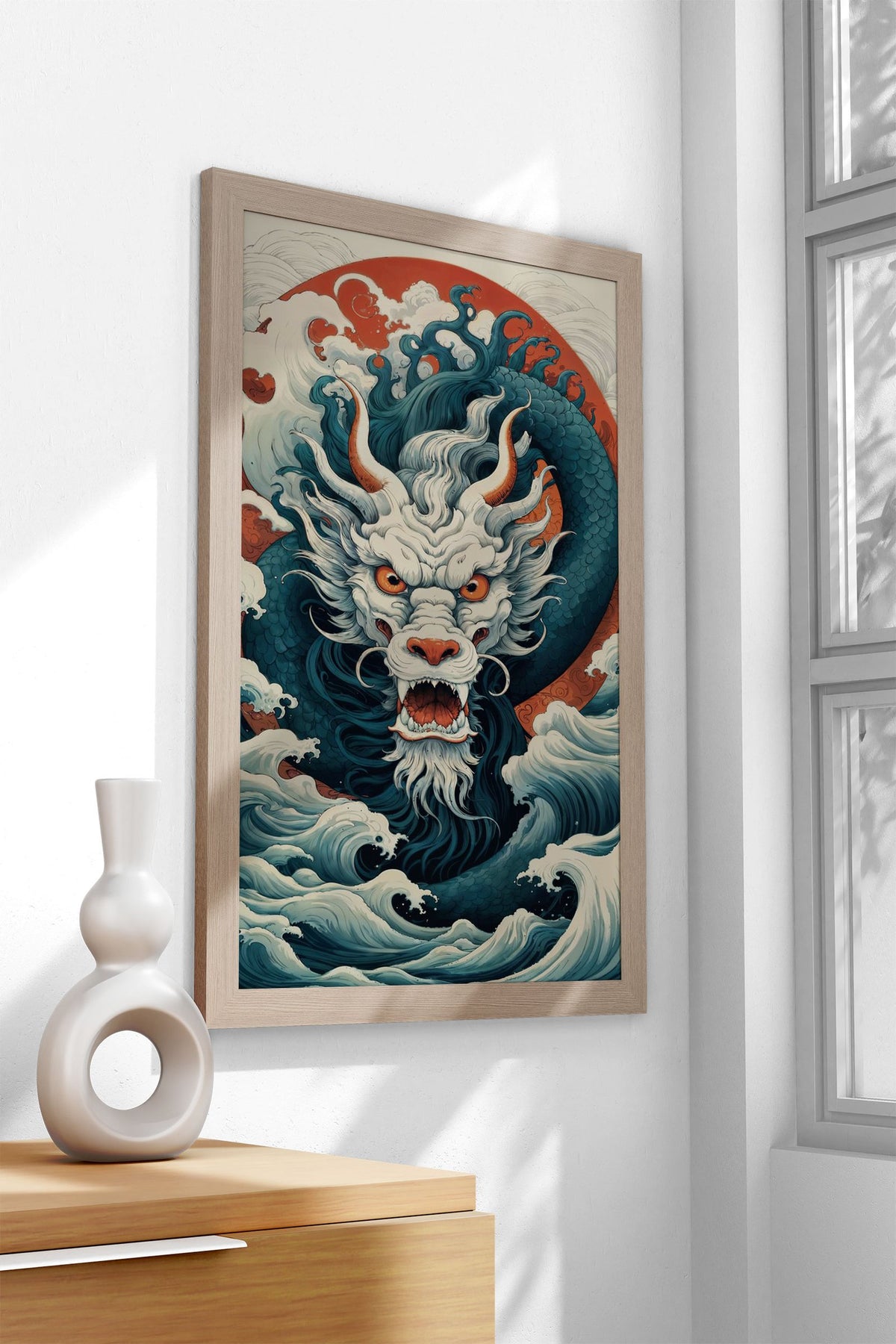 Japan Dragon Sea Wave Fury Asian Style Poster | Wall Art for Home & Office | High-Quality Print - High-Quality Visual Display