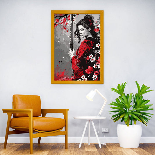 Japan Female Samurai Asian Style Poster | Wall Art for Home & Office | High-Quality Print - High-Quality Visual Display