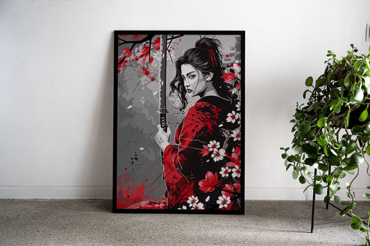 Japan Female Samurai Asian Style Poster | Wall Art for Home & Office | High-Quality Print - High-Quality Visual Display