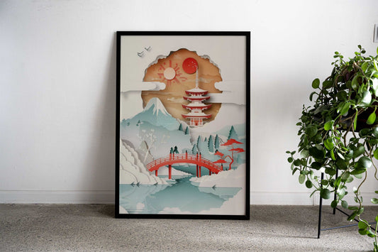 Japan Flat Paper Craft Asian Style Poster | Wall Art for Home & Office | High-Quality Print - High-Quality Visual Display