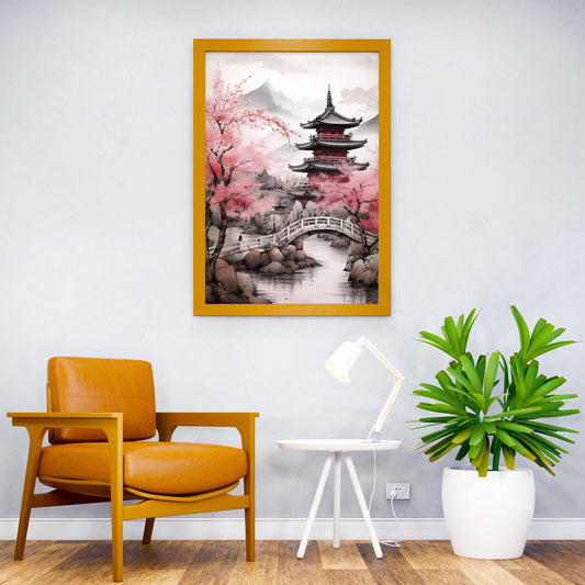 Japan Fuji Cherry Bridge Asian Style Poster | Wall Art for Home & Office | High-Quality Print - High-Quality Visual Display