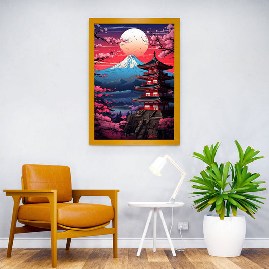 Japan Fuji Cherry Sunset Asian Style Poster | Wall Art for Home & Office | High-Quality Print - High-Quality Visual Display