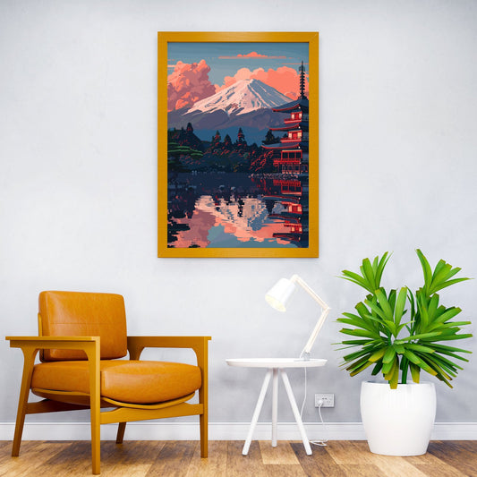 Japan Fuji Pixel Art Asian Style Poster | Wall Art for Home & Office | High-Quality Print - High-Quality Visual Display