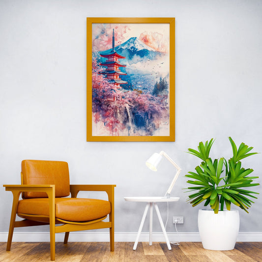 Japan Fuji Watercolor Asian Style Poster | Wall Art for Home & Office | High-Quality Print - High-Quality Visual Display