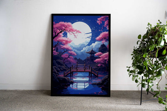 Japan Garden Zen Pixel Art Asian Style Poster | Wall Art for Home & Office | High-Quality Print - High-Quality Visual Display