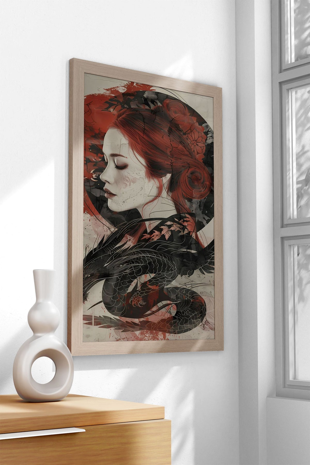 Japan Geisha and Dragon Asian Style Poster | Wall Art for Home & Office | High-Quality Print - High-Quality Visual Display