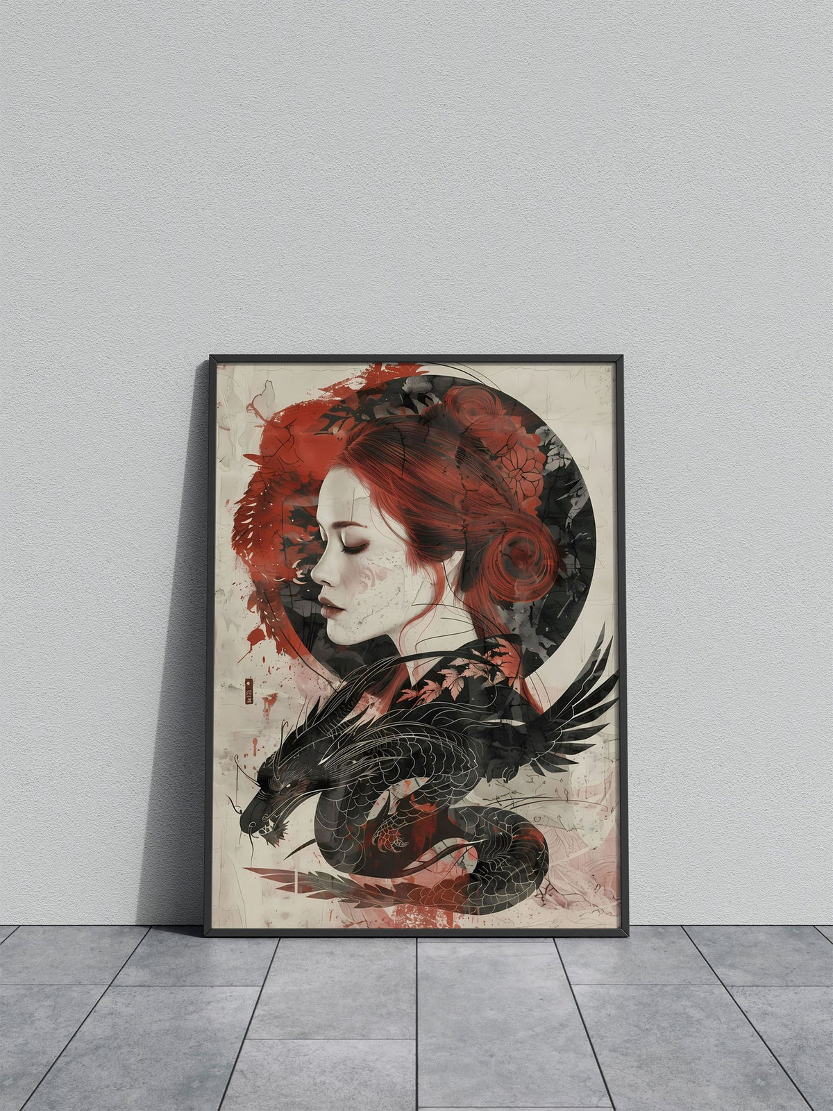 Japan Geisha and Dragon Asian Style Poster | Wall Art for Home & Office | High-Quality Print - High-Quality Visual Display
