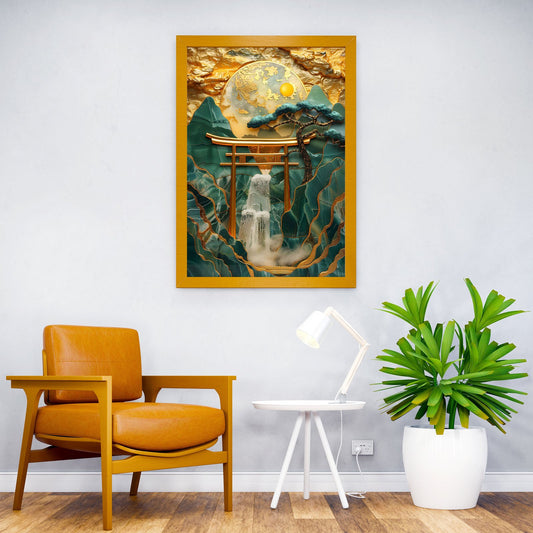 Japan Golden Granite Wall Asian Style Poster | Wall Art for Home & Office | High-Quality Print - High-Quality Visual Display