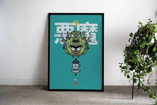 Japan Inspired Tea Demon Asian Style Poster | Wall Art for Home & Office | High-Quality Print - High-Quality Visual Display