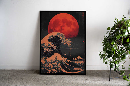Japan Kanagawa Wave Sunset Asian Style Poster | Wall Art for Home & Office | High-Quality Print - High-Quality Visual Display