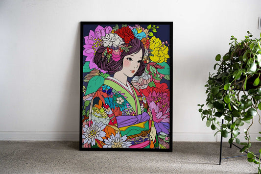 Japan Kimono Manga Girl Asian Style Poster | Wall Art for Home & Office | High-Quality Print - High-Quality Visual Display