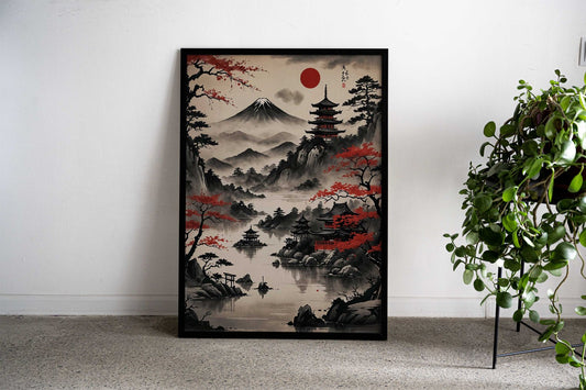 Japan Landscape Vintage Asian Style Poster | Wall Art for Home & Office | High-Quality Print - High-Quality Visual Display