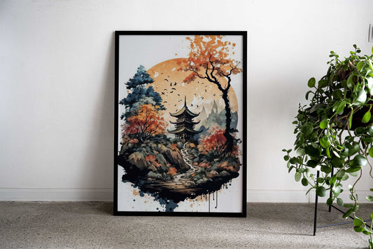 Japan Landscape Watercolor Asian Style Poster | Wall Art for Home & Office | High-Quality Print - High-Quality Visual Display