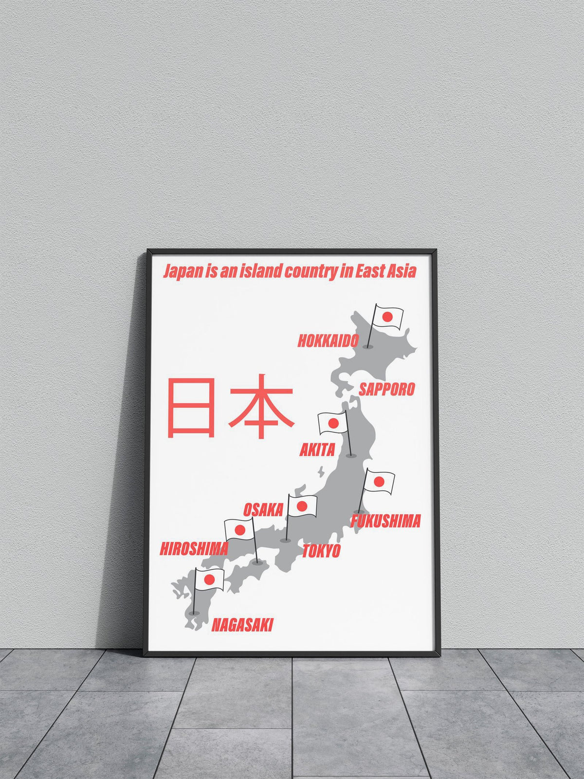 Japan Map with Cities Asian Style Poster | Wall Art for Home & Office | High-Quality Print - High-Quality Visual Display