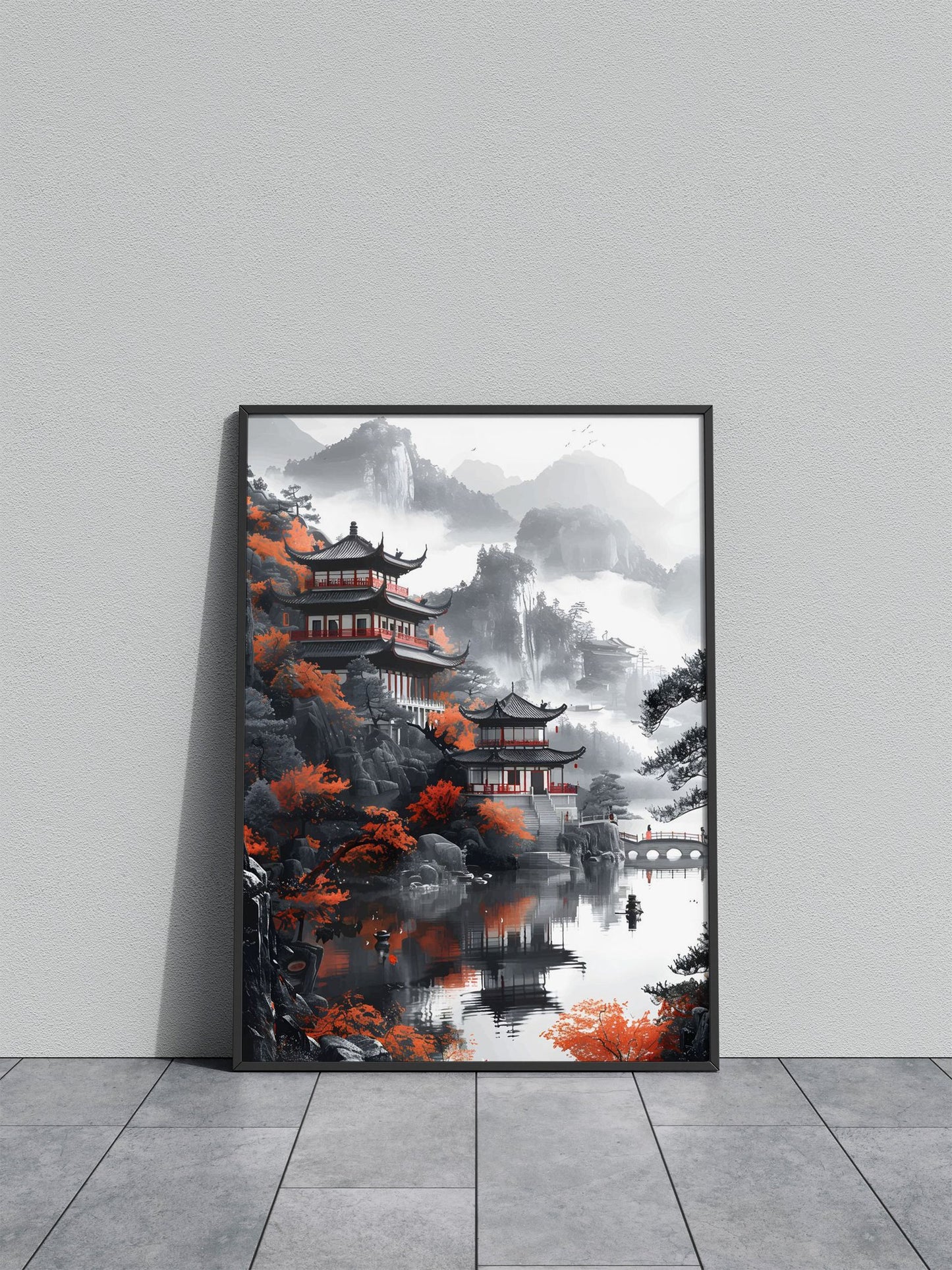 Japan Misty Mountains Asian Style Poster | Wall Art for Home & Office | High-Quality Print - High-Quality Visual Display