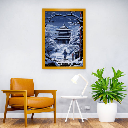 Japan Monastery Pixel Art Asian Style Poster | Wall Art for Home & Office | High-Quality Print - High-Quality Visual Display