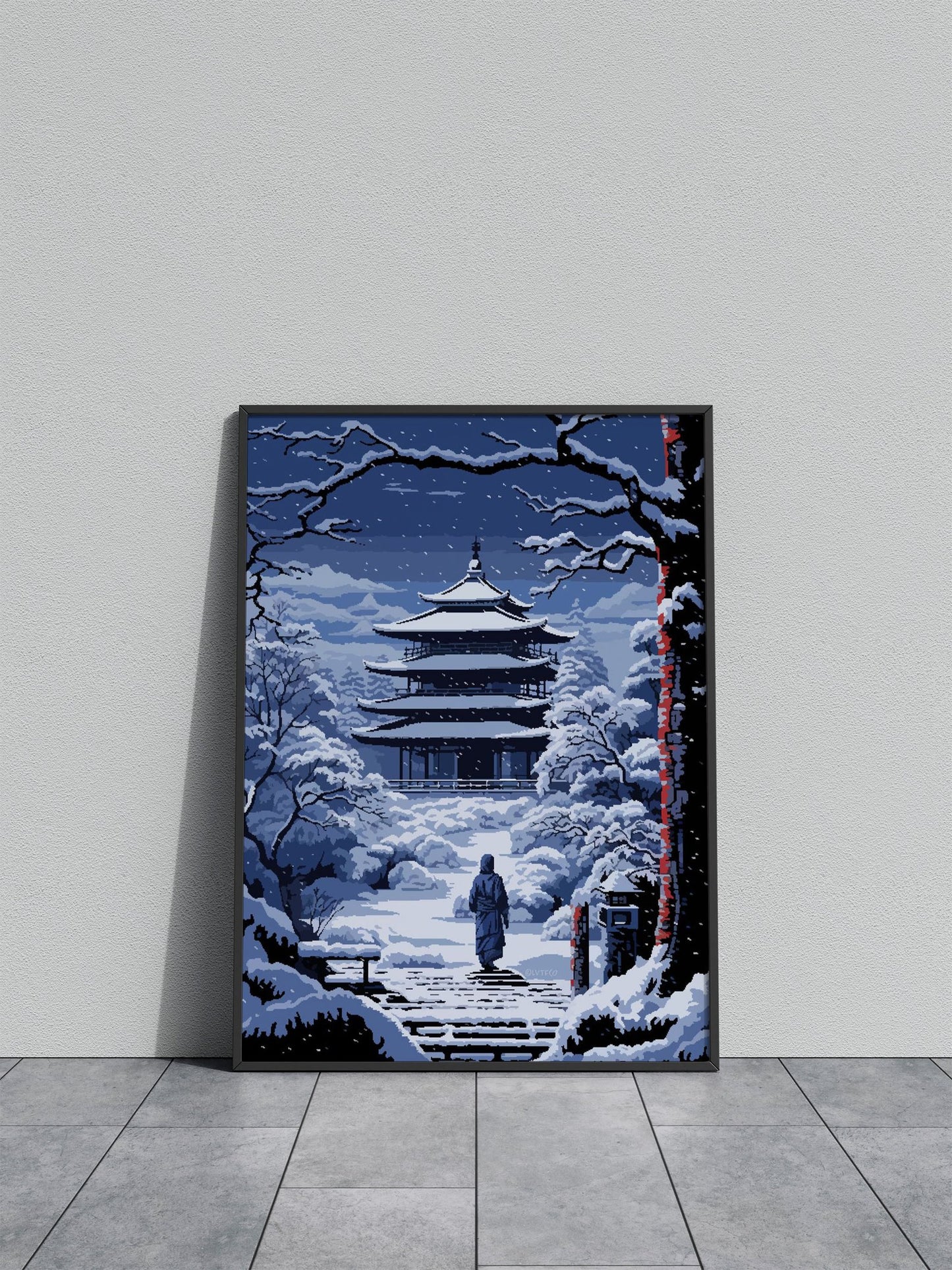 Japan Monastery Pixel Art Asian Style Poster | Wall Art for Home & Office | High-Quality Print