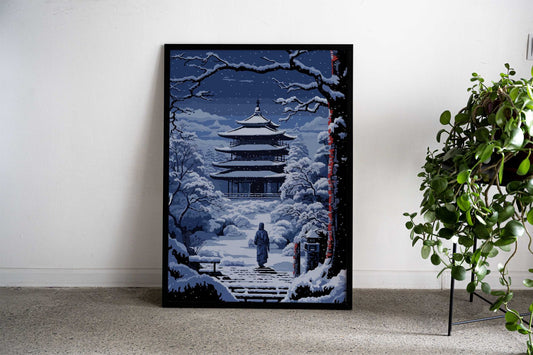 Japan Monastery Pixel Art Asian Style Poster | Wall Art for Home & Office | High-Quality Print - High-Quality Visual Display