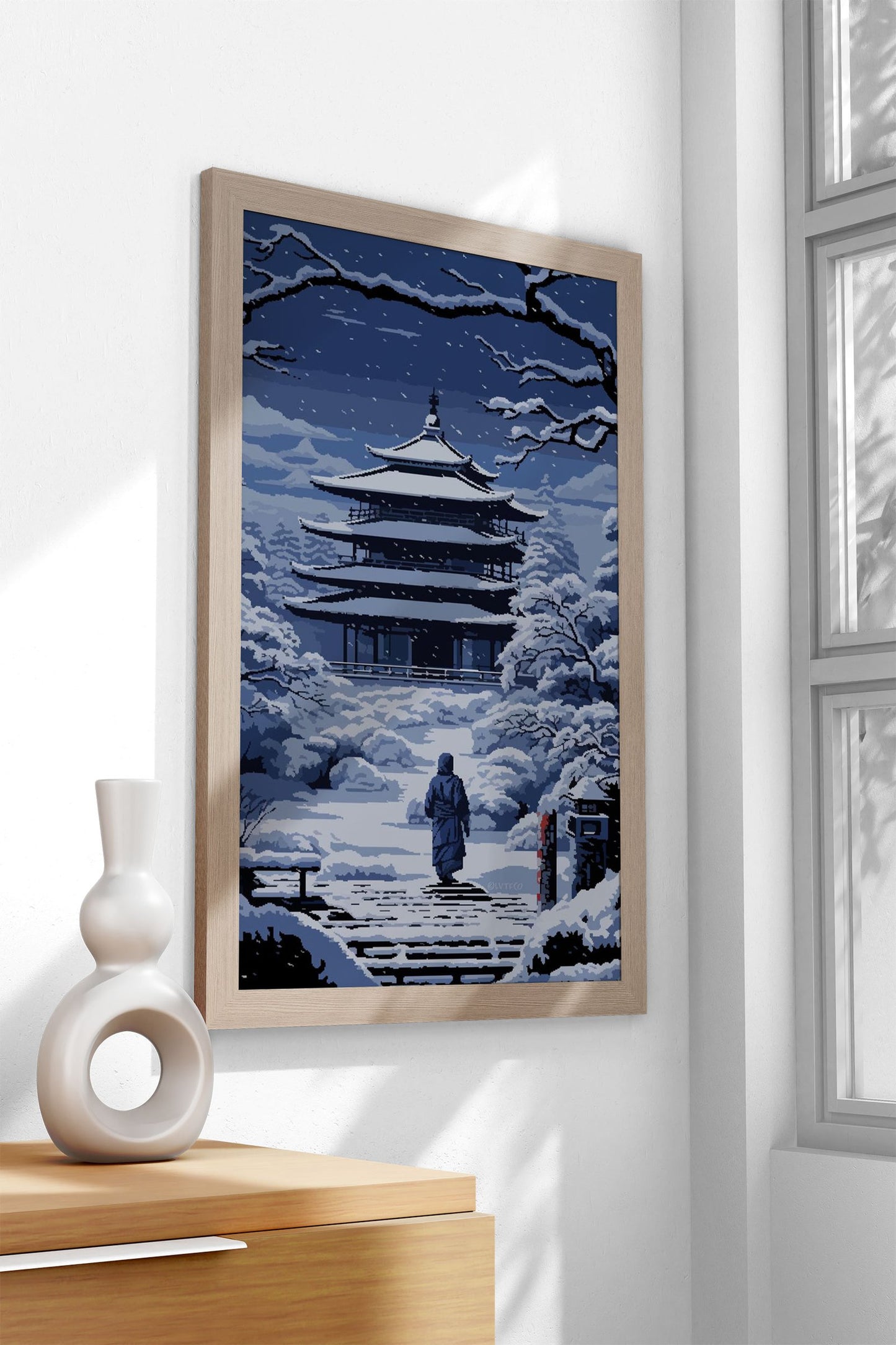 Japan Monastery Pixel Art Asian Style Poster | Wall Art for Home & Office | High-Quality Print
