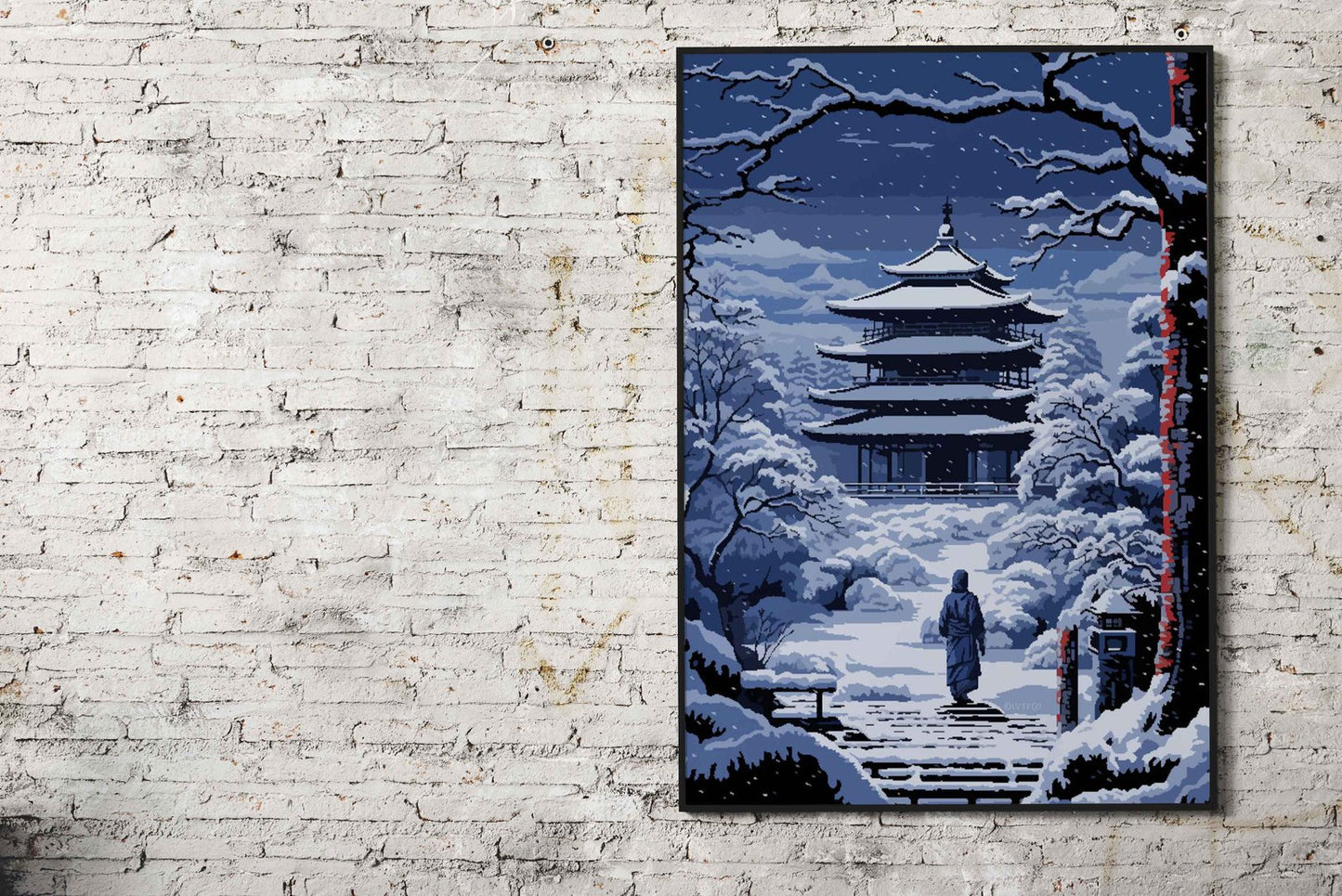Japan Monastery Pixel Art Asian Style Poster | Wall Art for Home & Office | High-Quality Print