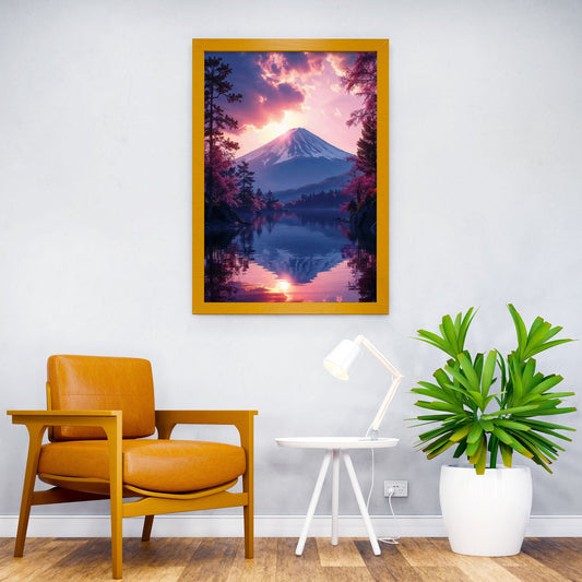 Japan Mountain Sunset Asian Style Poster | Wall Art for Home & Office | High-Quality Print - High-Quality Visual Display