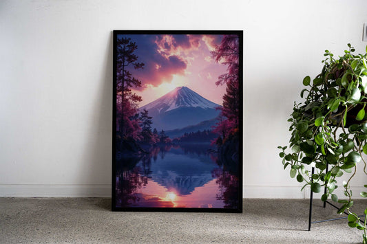 Japan Mountain Sunset Asian Style Poster | Wall Art for Home & Office | High-Quality Print - High-Quality Visual Display