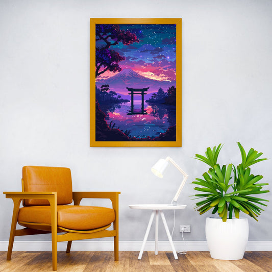 Japan Mt Fuji Pixel Art Asian Style Poster | Wall Art for Home & Office | High-Quality Print - High-Quality Visual Display