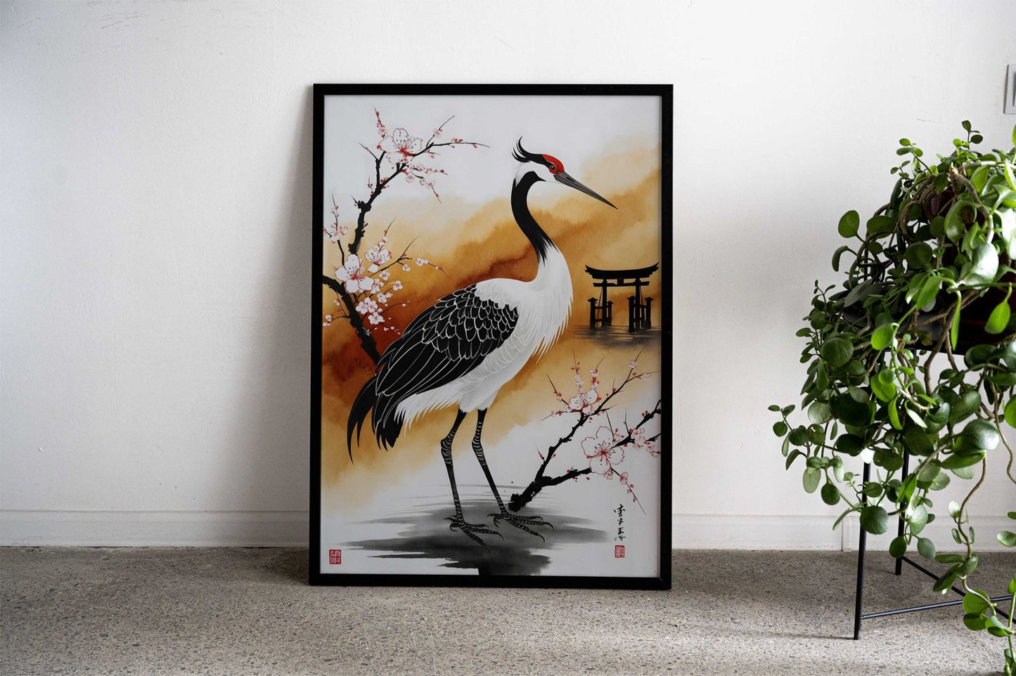 Japan Painting Crane Bird Asian Style Poster | Wall Art for Home & Office | High-Quality Print - High-Quality Visual Display