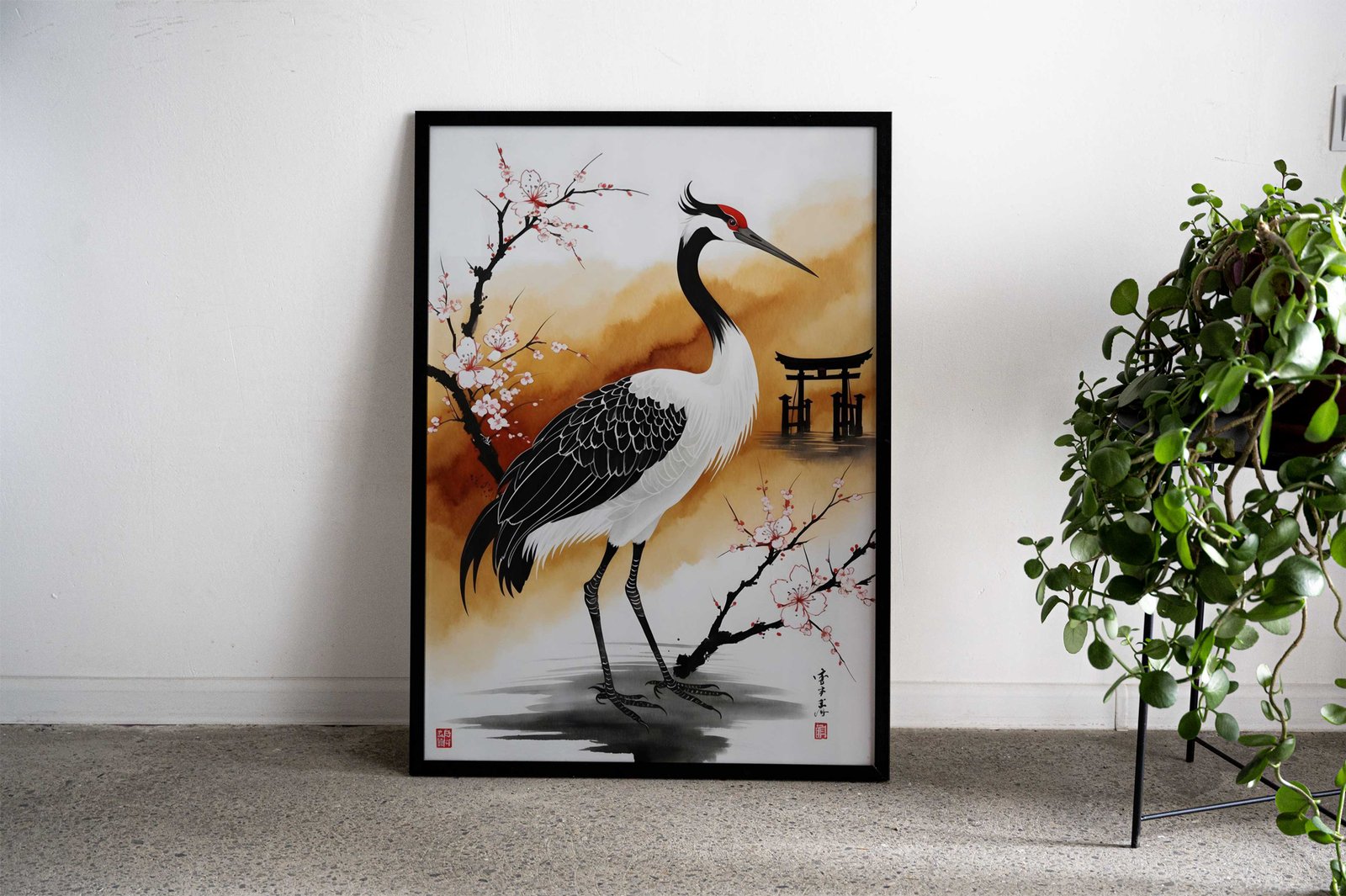 Japan Painting Crane Bird Asian Style Poster | Wall Art for Home & Office | High-Quality Print - High-Quality Visual Display