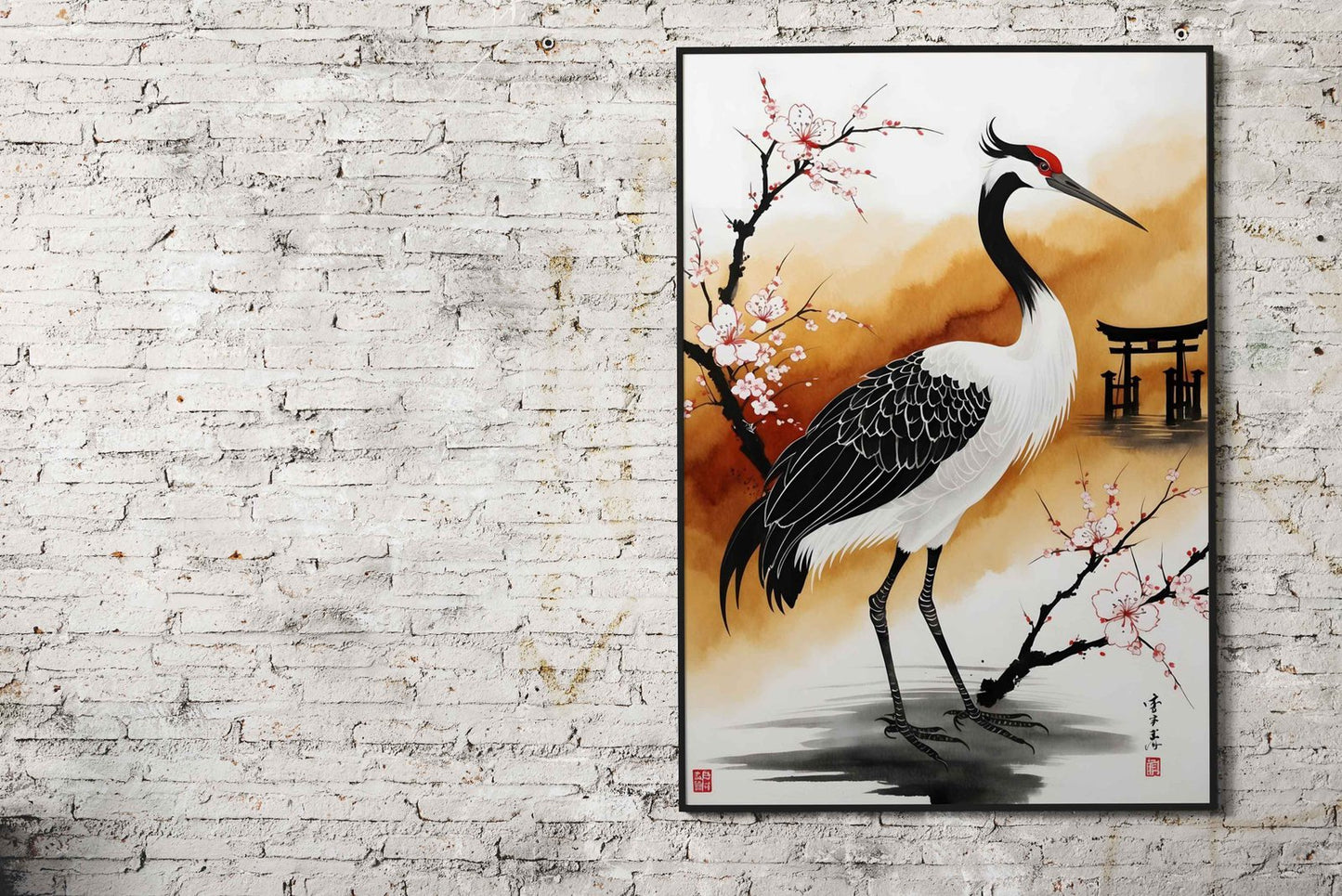 Japan Painting Crane Bird Asian Style Poster | Wall Art for Home & Office | High-Quality Print - High-Quality Visual Display