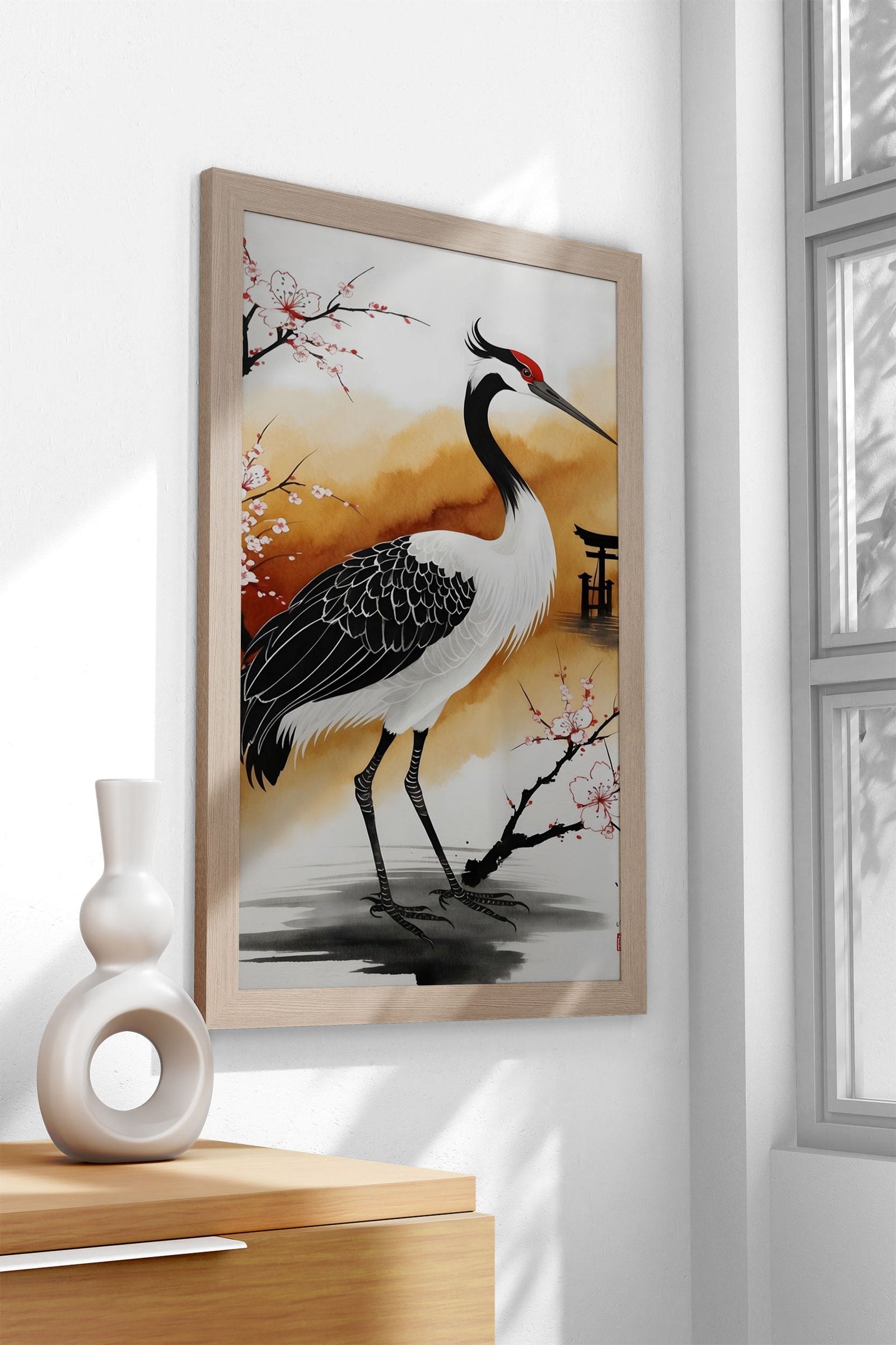 Japan Painting Crane Bird Asian Style Poster | Wall Art for Home & Office | High-Quality Print - High-Quality Visual Display