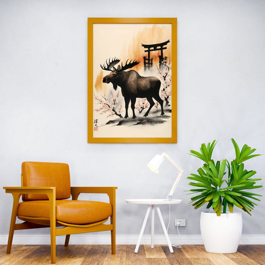 Japan Painting Moose Asian Style Poster | Wall Art for Home & Office | High-Quality Print - High-Quality Visual Display
