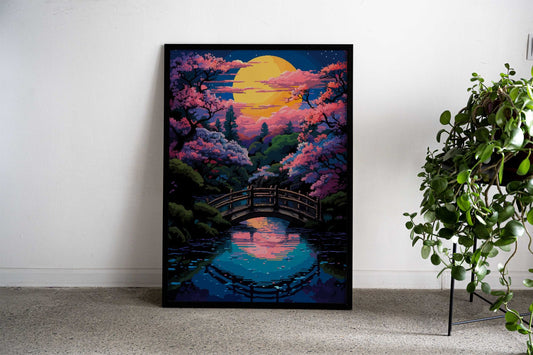 Japan Pastel Garden Pixel Asian Style Poster | Wall Art for Home & Office | High-Quality Print - High-Quality Visual Display