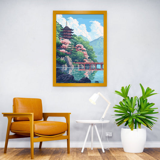 Japan Pixel Art Pagoda Asian Style Poster | Wall Art for Home & Office | High-Quality Print - High-Quality Visual Display