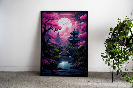 Japan Sakura Garden Zen Asian Style Poster | Wall Art for Home & Office | High-Quality Print - High-Quality Visual Display
