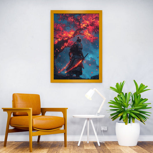 Japan Samurai Flame Blades Asian Style Poster | Wall Art for Home & Office | High-Quality Print - High-Quality Visual Display