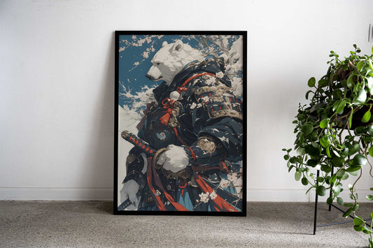 Japan Samurai Polar Bear Asian Style Poster | Wall Art for Home & Office | High-Quality Print - High-Quality Visual Display