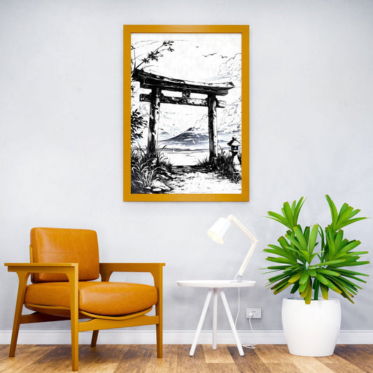 Japan Torii Gate Black Ink Asian Style Poster | Wall Art for Home & Office | High-Quality Print - High-Quality Visual Display