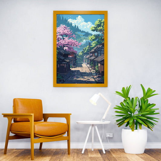 Japan Village Pixel Art Asian Style Poster | Wall Art for Home & Office | High-Quality Print - High-Quality Visual Display