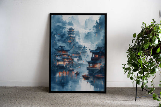 Japan Vintage Travel River Asian Style Poster | Wall Art for Home & Office | High-Quality Print - High-Quality Visual Display